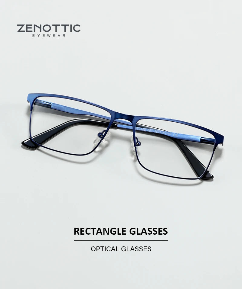 ZENOTTIC Men Titanium Alloy Optical Glasses Frame Fashion Male Square Eyewear Ultralight Metal Non-Prescription Eyeglasses