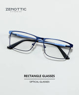 ZENOTTIC Men Titanium Alloy Optical Glasses Frame Fashion Male Square Eyewear Ultralight Metal Non-Prescription Eyeglasses