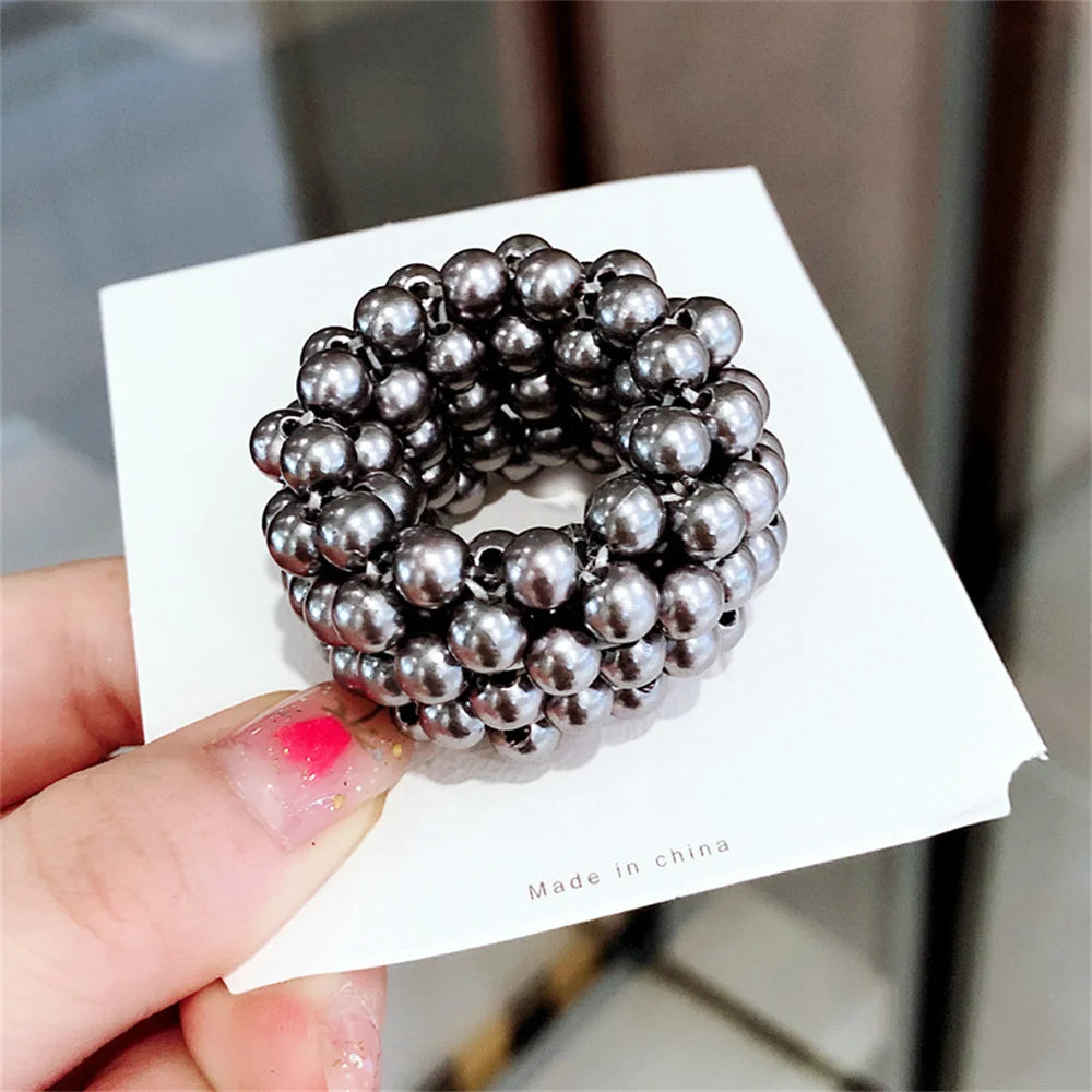 Pearls Beads Hair Ties Elastic Hair Bands For women Hair Rope Scrunchies Ponytail Holders Rubber Hair Accessories