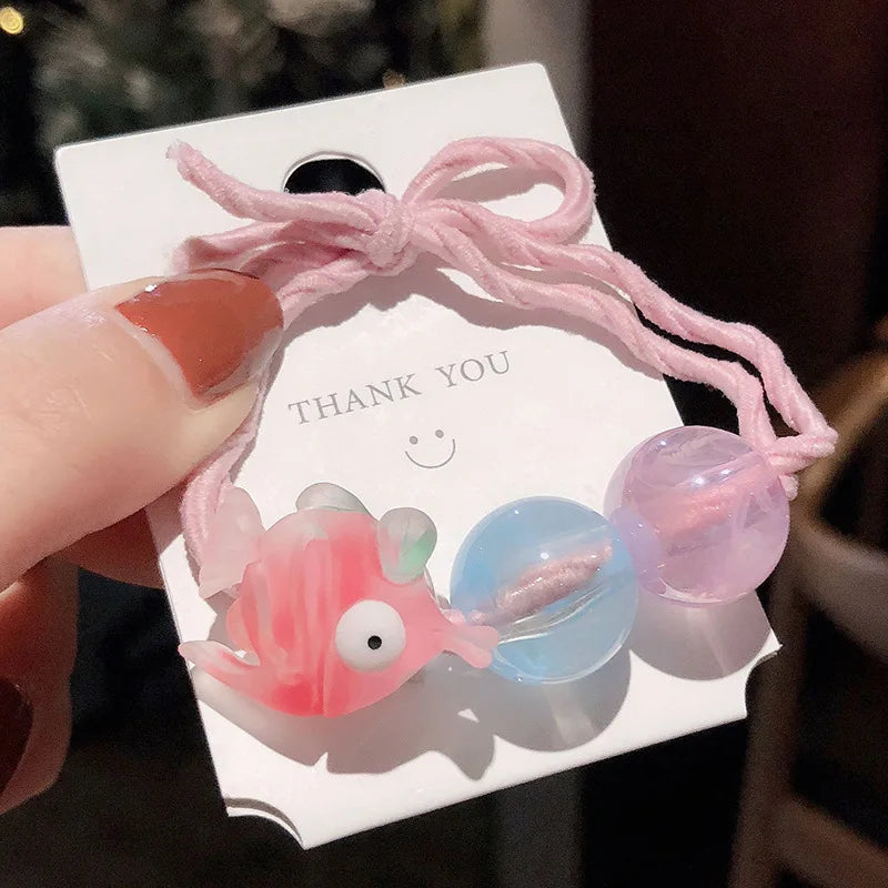 Cartoon Mini Fish Elastic Bands Hair Accessories for Children Cute Little Animals Scrunchies Hair Ropes Accessories Wholesale