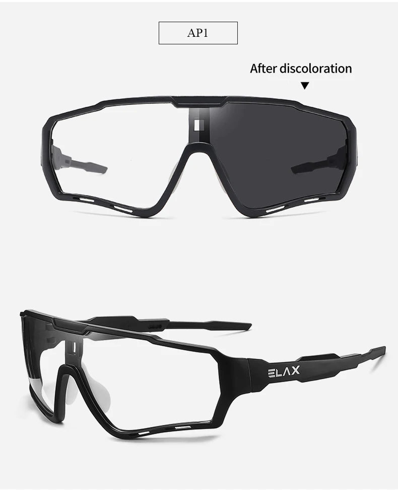 ELAX Brand New Style Photochromic Sunglasses Sports Men Women Mtb Bike Bicycle Eyewear Cycling Glasses