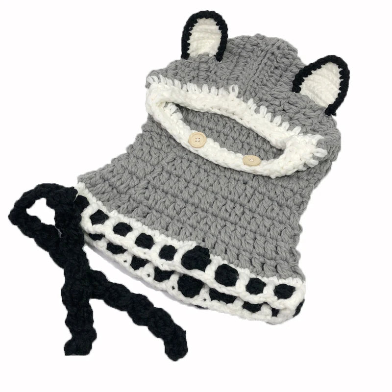 Winter Kids Fox Ears Handmade Beanie Hat Scarf Sets for 1~10 Year Old Children Girls Scarves Free Shipping