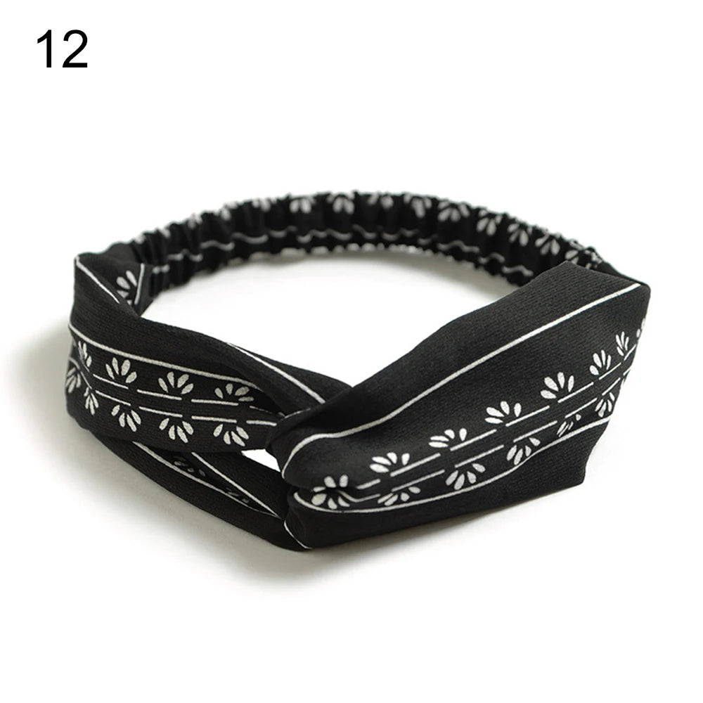 New Fashion Women Girls Bohemian Hair Bands Print Headbands Vintage Cross Turban Bandage Bandanas HairBands Hair Accessories