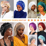 Black Pink Purple Hair Care Caps Silk Bonnet Women'S Nightcaps With Curly Natural Curls Covers With Soft Wide Elastic Adjustable