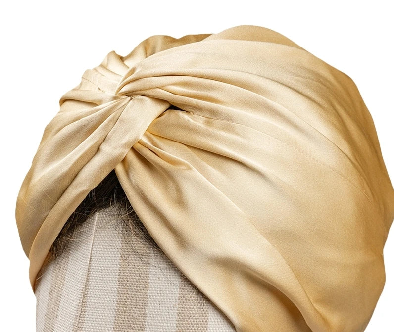 100 Mulberry Silk Turban Bonnets For Women Twisted Sleeping Night Cap 19 Momme Pure Silk Hair Wrap Cap For Curly Ladies Headwrap