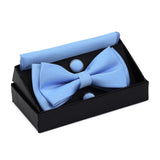 Solid Bow Tie Set Different Size Up and Down Men's Plain Bowtie Handkerchief Cufflinks Gift Box Set For Men Wedding Fashion Ties