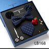 Holiday Gift Box Tie For Men 7.5 cmTie Hanky Pocket Squares Cufflink Set Bow Tie Clip Necktie Box Purple hombre Geometric Office