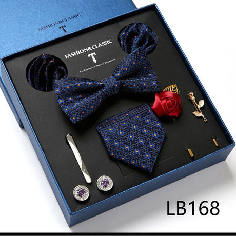 Holiday Gift Box Tie For Men Tie Handkerchief Pocket Squares Cufflink Set Necktie Box Man Dark Grey April Fool's Day