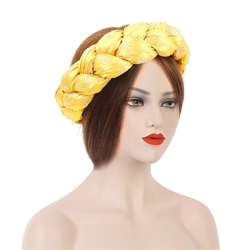 Latest Exaggerated Satin Twist Braids Headband Handmade African Headtie Nigerian Wedding Gele Women Turbans Ladies Head Wraps