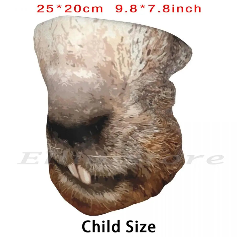 Beaver Face Adult Kids Anti Dust DIY Scarf Mask Beaver Teeth Wild Smile Smiling Face Lips Animal Nature Funny Pet Hairy Friend