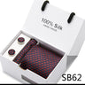 Brand 100% Silk Ties Gift box Office  Men Classic Party Wedding striped 7.5cm Silk Wedding  Floral Tie Necktie Handkerchief Set