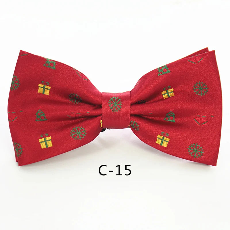 JEMYGINS Christmas Bow Ties for Mens Shirt  Snowflake Christmas Tree Pattern Men Silk Bow Tie  Christmas Party Gift