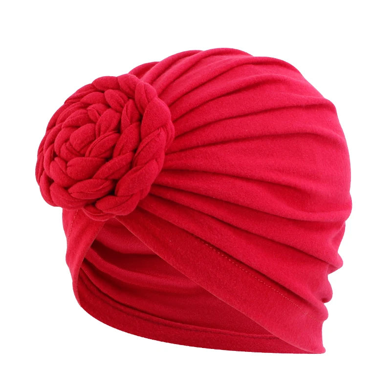 New Women cotton top knotted turban hat bonnet Hijab chemo cap headbands Female Muslim Hat Head Cover Night Cap Hair Accessories
