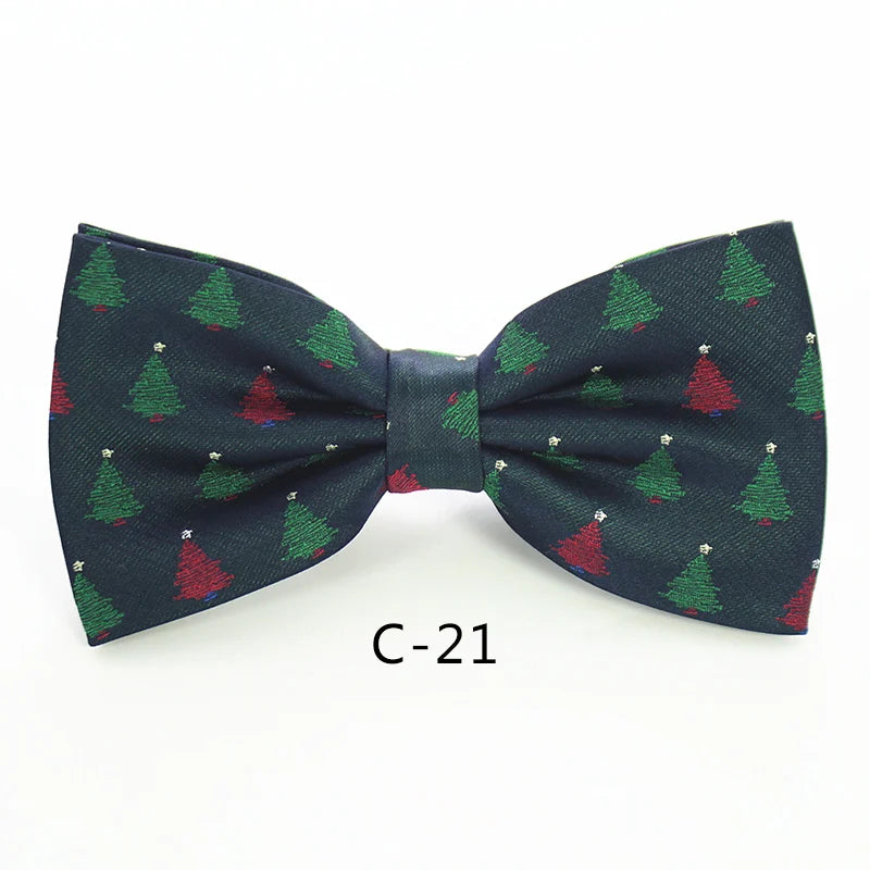 JEMYGINS Christmas Bow Ties for Mens Shirt  Snowflake Christmas Tree Pattern Men Silk Bow Tie  Christmas Party Gift