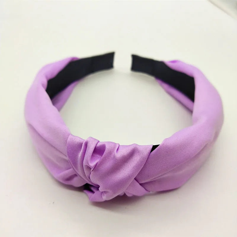 Fashion Top Knot Satin Headbands Wide Fabric Makeup Hairbands for Women Girls Ladies Washing Hair Hoops Bezel Hair Accessories