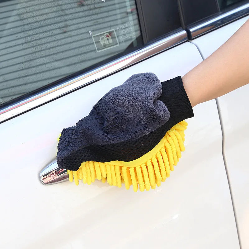 1PCS Waterproof Car Wash Microfiber Chenille Gloves Thick Car Cleaning Mitt Wax Detailing Brush Auto Care Double-faced Glove