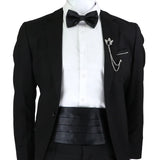 New Fashion Mens Cummerbund Bow Tie Brooch Set Black Red Blue   Waist Seal For Formal Tuxedo Business Suit Dinner Accessories