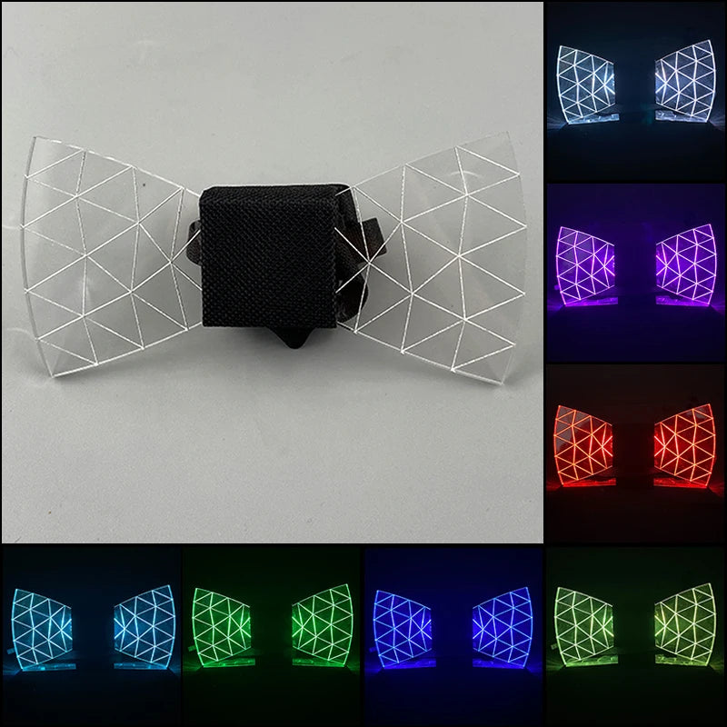 LED Acrylic Bow Tie Light up LED Men Bow Tie Luminous Bow tie Costume Men Ties DJ Dance Glow Decoration Novelty Gift LED Cravat