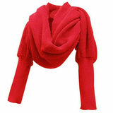 Casual Women Knit Scarf with Sleeves Winter Warm Wrap Shawl Female Solid Knitted Scarves 2020 Fashion Girls Solid Scarf