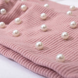 Bow Women's Headbands Pearls Head Bands Knitted Turban Bandana Autumn Winter Elastic Hairband Warm Hair Accessories Headdress