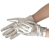 Unisex Gloves Sexy Etiquette Gloves Fake Leather Metallic Gloves Evening Party Performance Mittens Patent Leather Silver Gold