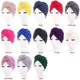 New Women cotton top knotted turban hat bonnet Hijab chemo cap headbands Female Muslim Hat Head Cover Night Cap Hair Accessories