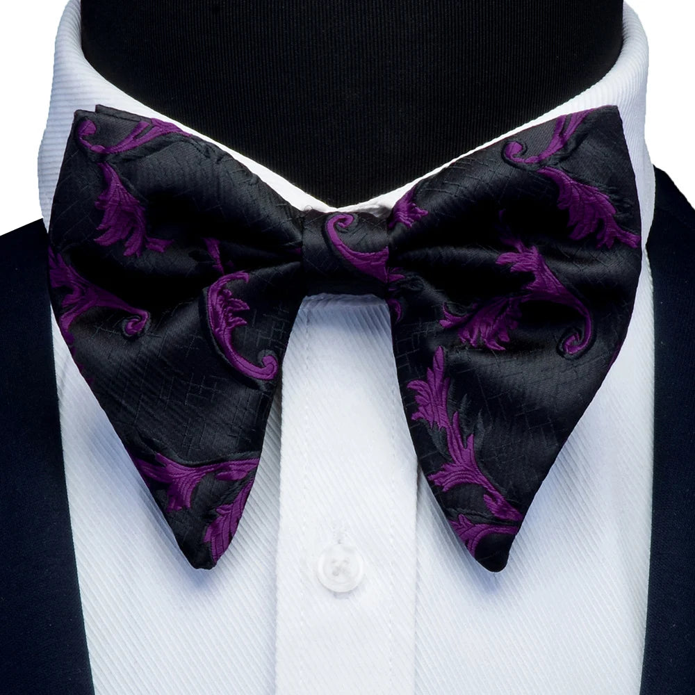 Ricnais Fashion Silk Pasley Floral Big Bowtie Yellow Red Jacquard Bow Tie For Men Business Wedding Party Ties Gigt Accessories