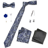 Holiday Gift Box Tie For Men Tie Handkerchief Pocket Squares Cufflink Set Necktie Box Man Dark Grey April Fool's Day