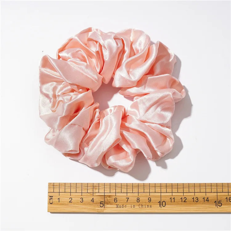 Hot Girls Super Wide Smooth Colorful Hair tie Hair Elastics Bands for Hair Large Satin Scrunchie Hair Accessories 2021 for Women