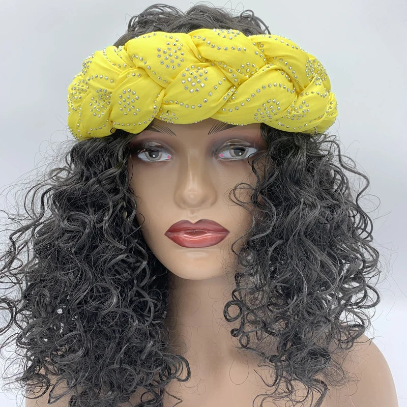 Bronzing Fabric Women's Headbands Elastic Braids Hair Bands Female Turban Cap Party Headwear Accessories Fashion Bandage Bandana