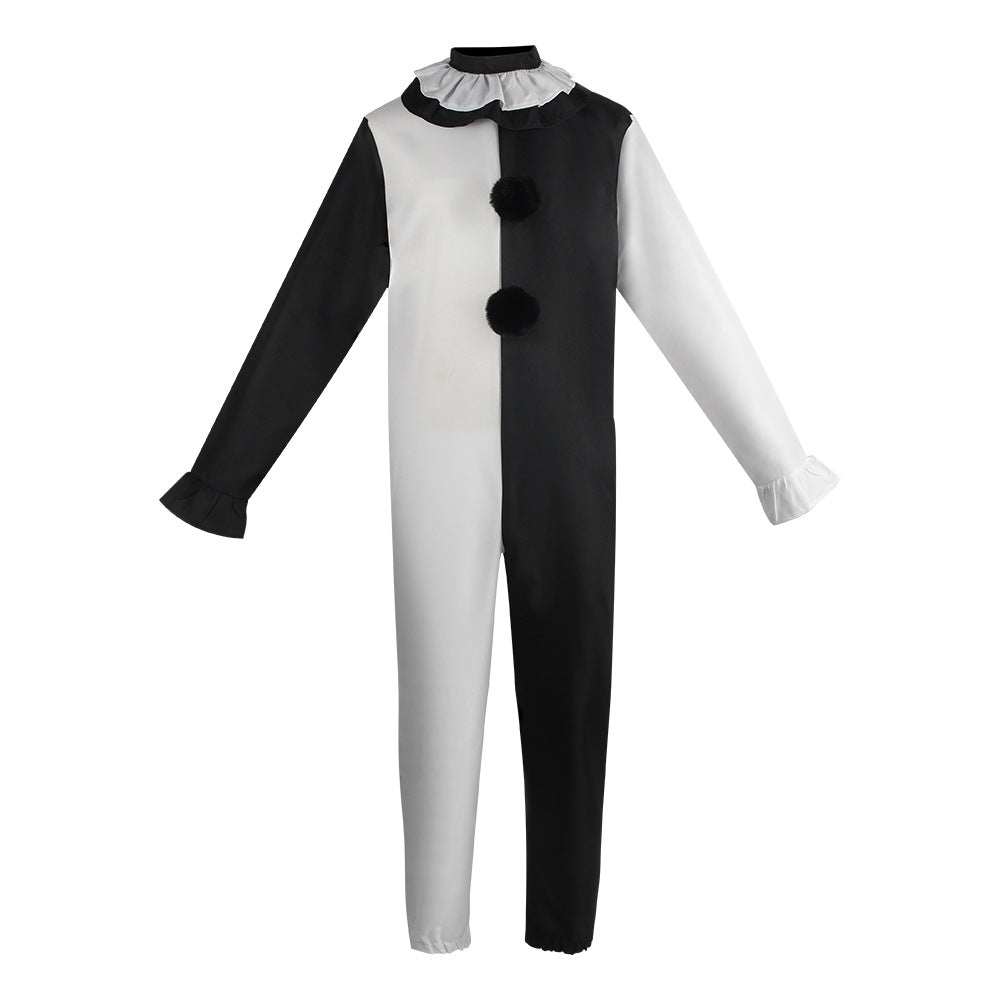 Terrifierr Cosplay Costume Female/Male Horror Carnival Party Skin-Tight Black White Killer Clowns Jumpsuit for Halloween Costume