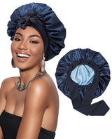Double Layer Satin Hair Cap For Sleeping Bonnets For Women Round Haircare Women Headwear Night Hat Reversible Head Cover