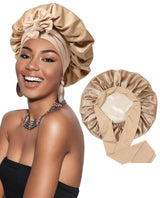 Double Layer Satin Hair Cap For Sleeping Bonnets For Women Round Haircare Women Headwear Night Hat Reversible Head Cover