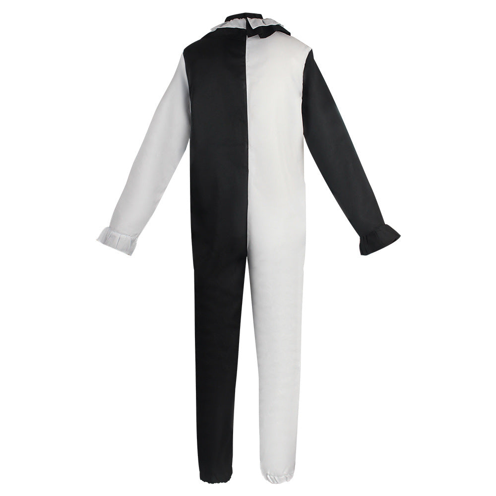 Terrifierr Cosplay Costume Female/Male Horror Carnival Party Skin-Tight Black White Killer Clowns Jumpsuit for Halloween Costume
