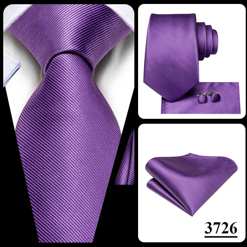 Hi-Tie Purple Lilac Floral Striped Silk Elegant Tie For Men Groom Wedding Men Necktie Pocket Square Cufflink Accessory Wholesale