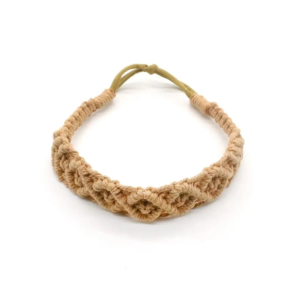 Style Elastic Hair Band Braided Rope Headwrap Turban Women Hair Scarf Macrame Hair Band Bohemian Headband Crochet Bandana