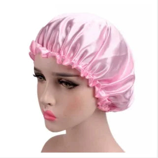 Satin Bonnet  Sleeping Cap Double Color Ding Big Lace Nightcap Extra Large Round Cap Hair Care Hair Shower Caps