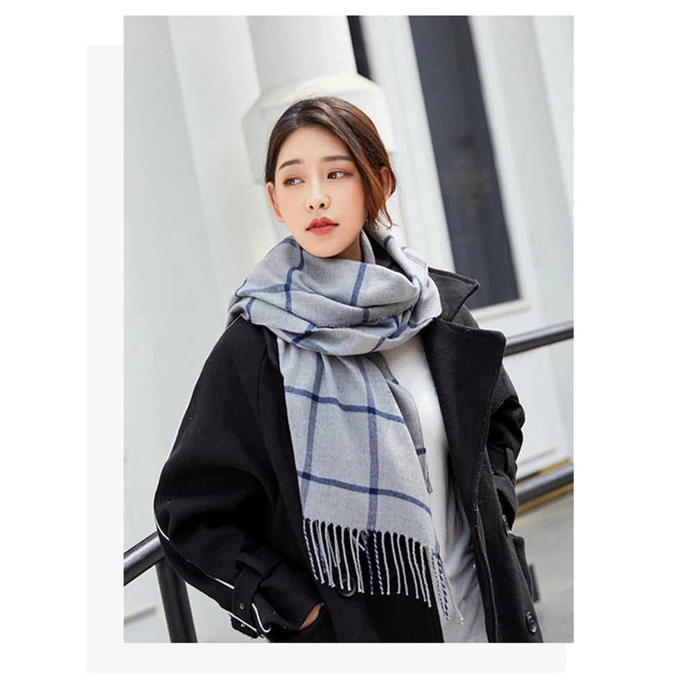 Faux Cashmere scarves for women autumn and winter thickened thermal current suede scarf Korean version of wool shawl P01