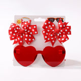 3Pcs/set Cute Solid Kids Dot Hairpin Colorful Heart Sun Glasses Set Girls Boutique Bowknot Hair Clips Children Hair Accessories