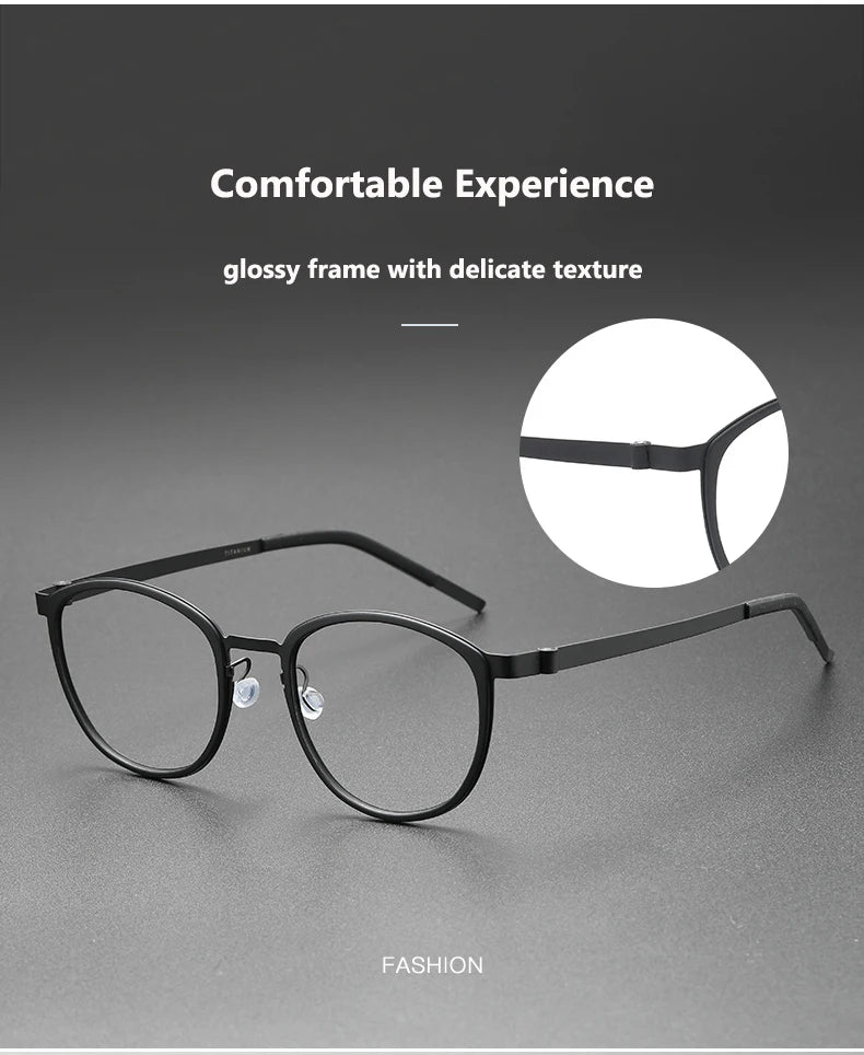 2023 Titanium Glasses Frame for Men Women Vintage Round Myopia Optical Eyewear Screwless Prescription Eyeglasses Frame Spectacle