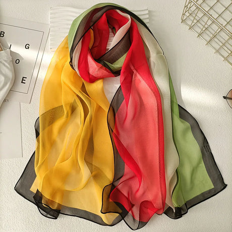 Gradient Colours Women Foulard Elegant Chiffon Georgette Bandana Scarf Summer Beach Travel Sun Protection Thin Silk Feeling