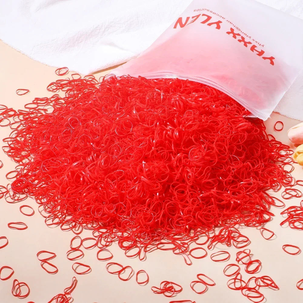500/1000/2000pcs Girls Black Disposable Rubber Band Hair Ties Headband Children Ponytail Holder Bands Kids Hair Accessories
