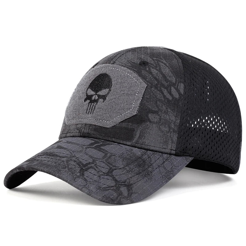 Unisex Skull Embroidered Top with Patch Breathable Baseball Caps Spring and Autumn Outdoor Adjustable Casual Hat Sunscreen Hat