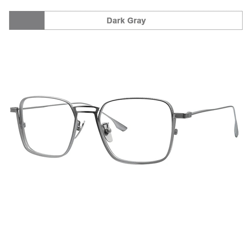American Design Men Square Frames Handmade Retro Pure Titanium Glasses Thick Edges Business Eyeglasses Suitable for Large Faces