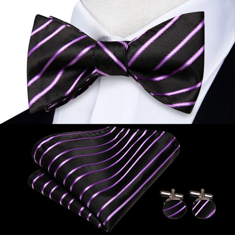 Dropshipping Jacquard Silk Mens Self Bow Tie Hanky Cufflinks Set Male Butterfly Knot Bowtie Wholesale for Male Wedding Business