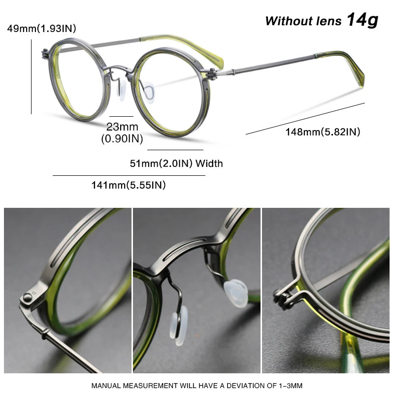 Vintage Pure Titanium Eyeglasses Frame Men Round Ultra Light Glasses Frame Women Retro Luxury Brand Designer Eyewear