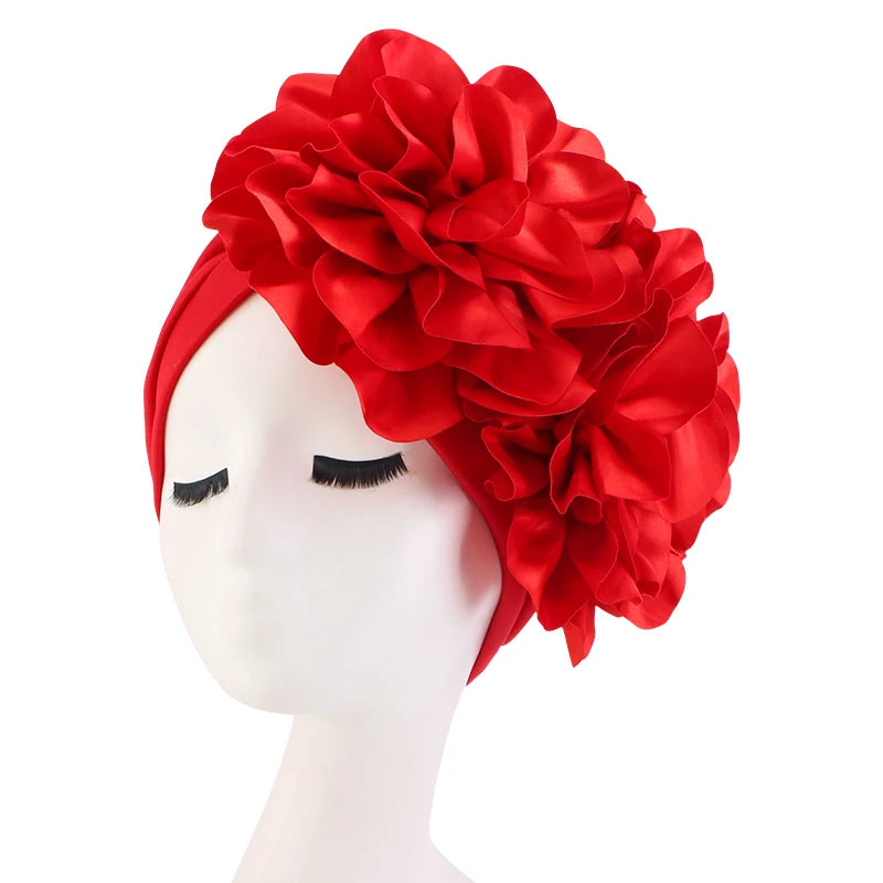 New Woman Muslim Hijab Caps With Big Flower Turban Bonnet Islamic Wrap Head Inner Cap for Hijabs Trendy Headdress