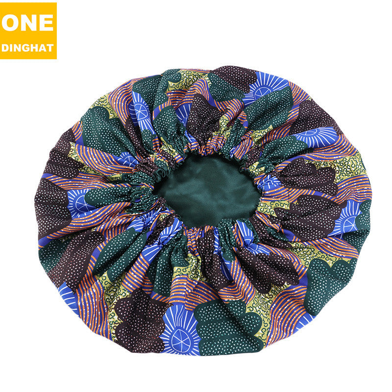2020 New No. plus-Sized African Printing round Cap Double-Layer Satin Lining Wide Edge Nightcap Chemotherapy Hat