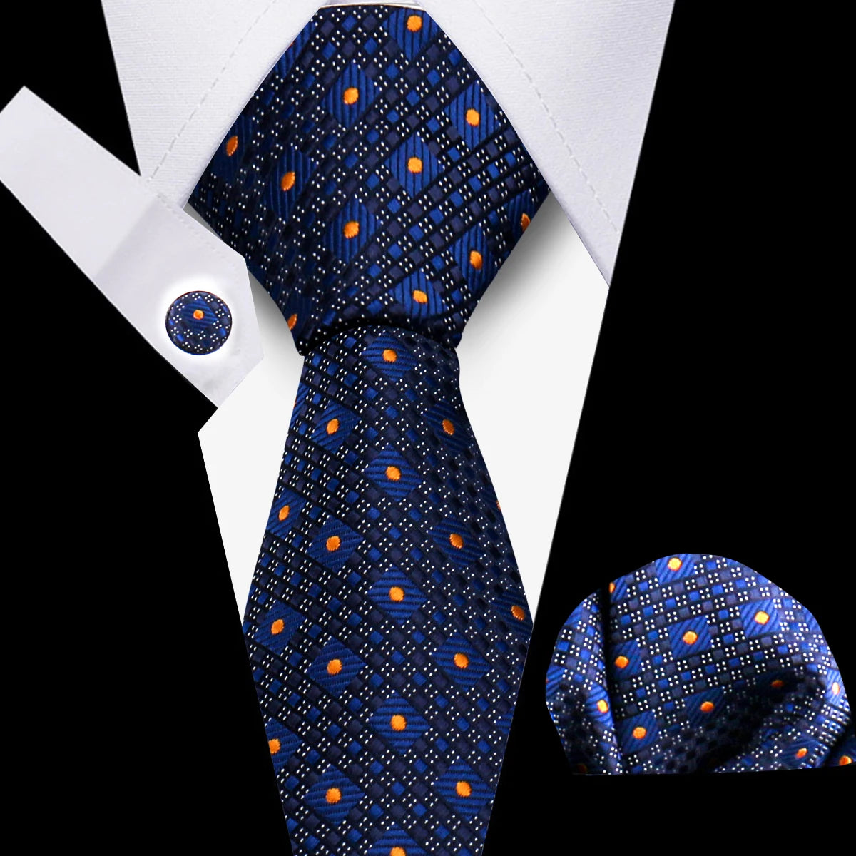 Men Neckties Tie Classic Handkerchiefs Plaid Necktie Cufflinks For Men Blouse Business Wedding Accessories Woman Collar Man Gift