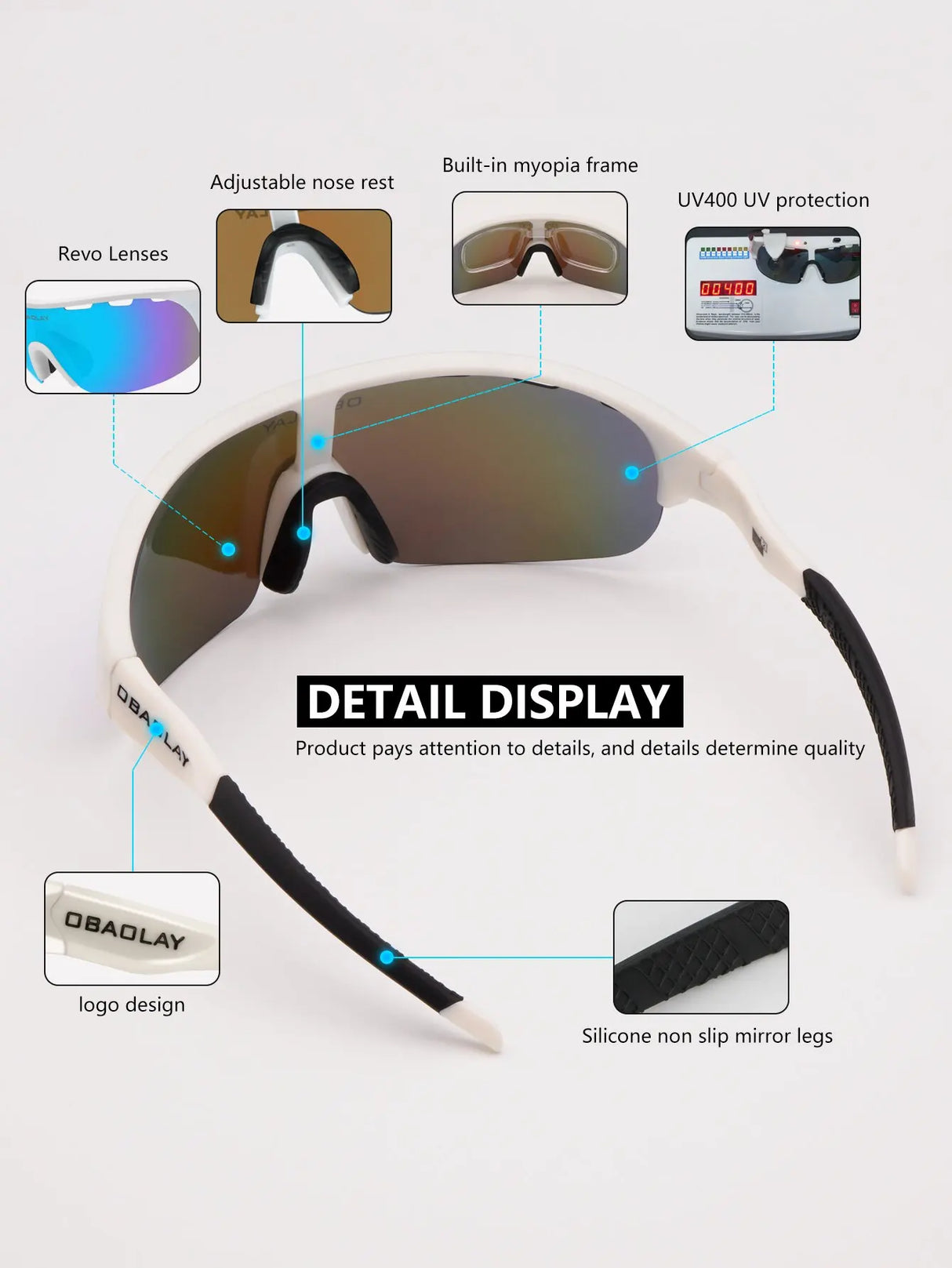 1 Set  Cycling Sports Glasses Polarized Lenses Fishing Golf Mountaineering Running Goggles